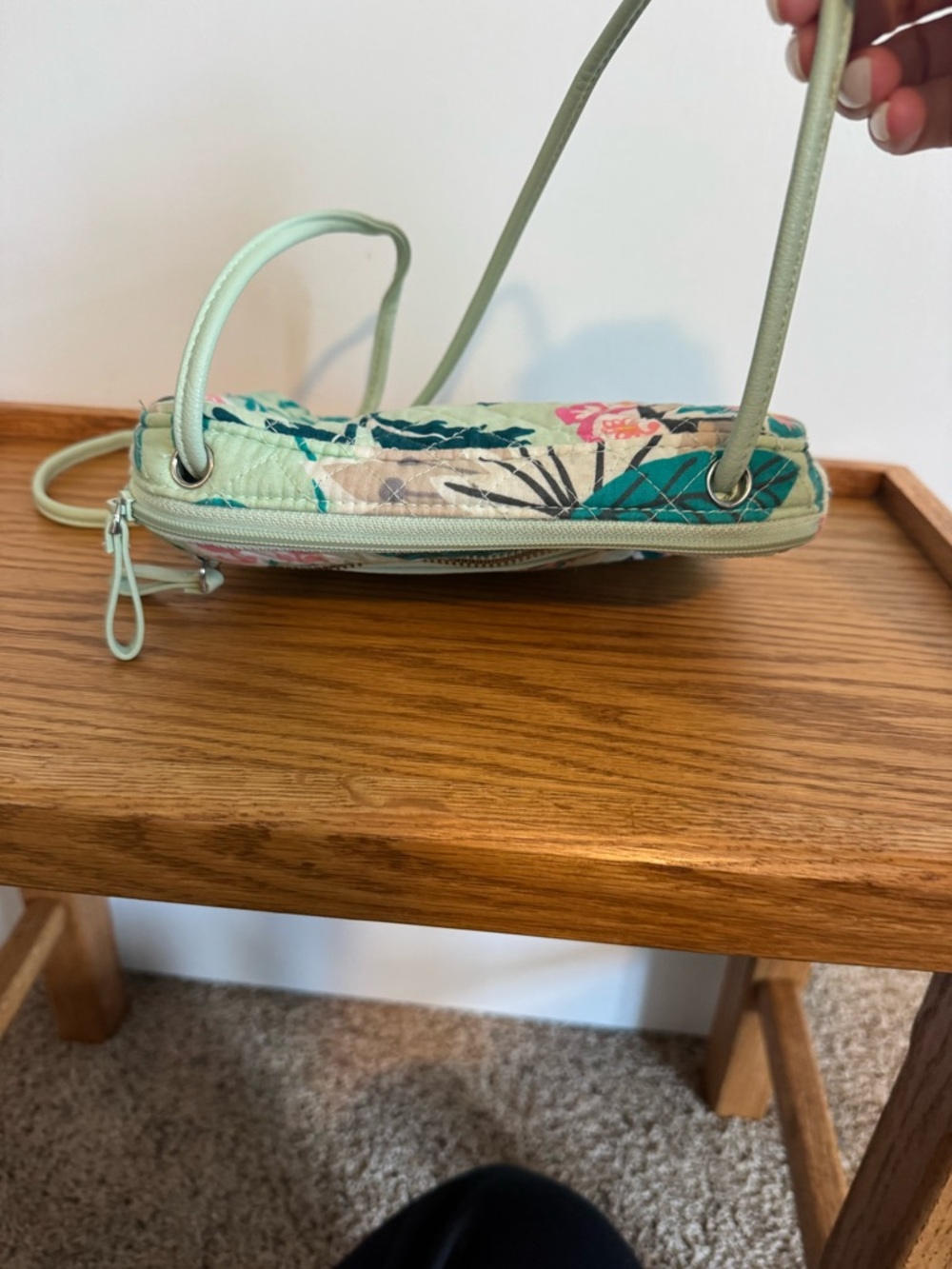 Vera Bradley Mint Floral Quilted Crossbody with Teal & Pink Accents - Picture 3 of 8